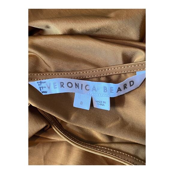 Veronica Beard Dress Gilbert Ruched v neck midi gold size 8 - Picture 6 of 8